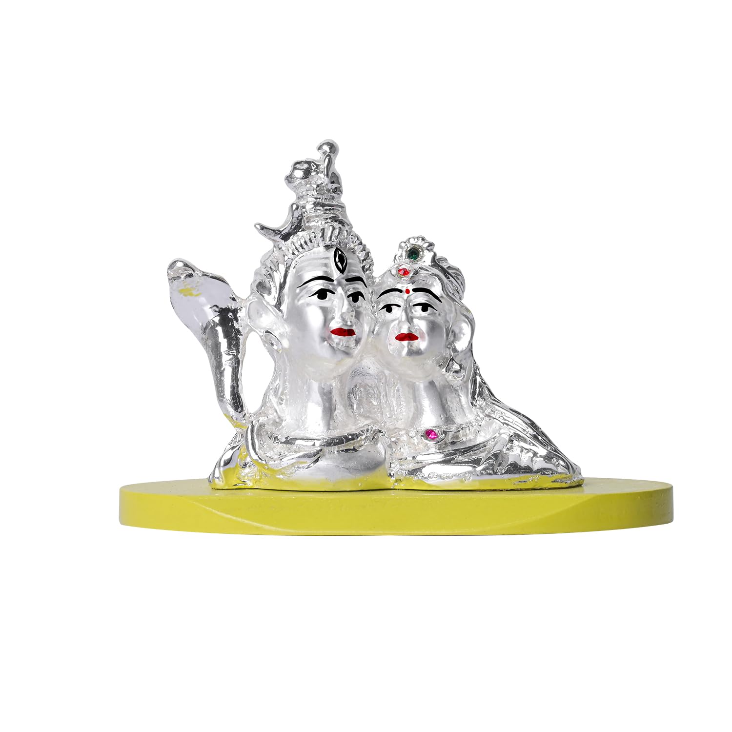 DIVINITI 999 Silver Plated Shiv Parvati Ji Idol for Car Dashboard, Home Decor Showpiece, Puja|Religious Statue for Peace