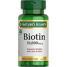 Nature's Bounty Biotin Hair Skin and Nails Vitamins, 120 Softgels | Supports Healthy Hair, Skin and Nails, 10,000mcg