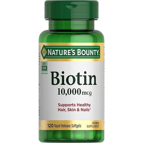Nature's Bounty Biotin Hair Skin and Nails Vitamins, 120 Softgels | Supports Healthy Hair, Skin and Nails, 10,000mcg