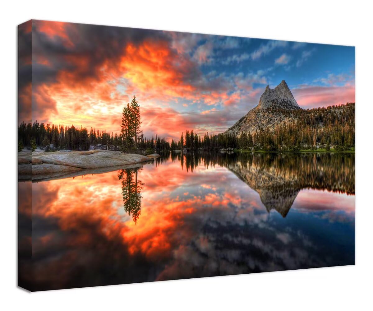 Cathedral Lake Yosemite National Park California Mountain Wall Art for Living Room Bedroom Bathroom Home Decorations Picture Poster Framed Artwork
