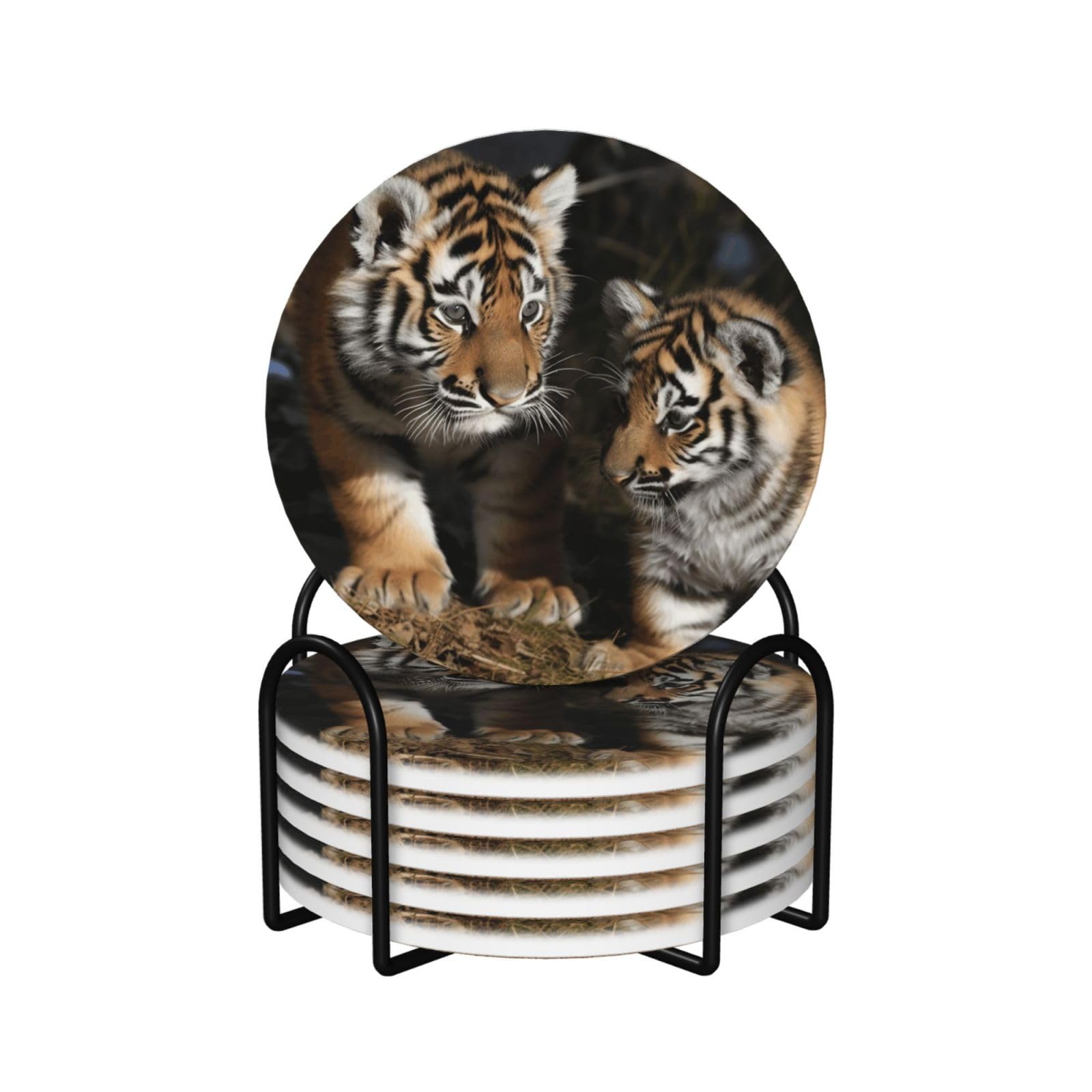 Dessous de verre avec support absorbant en céramique pour boisson tigre