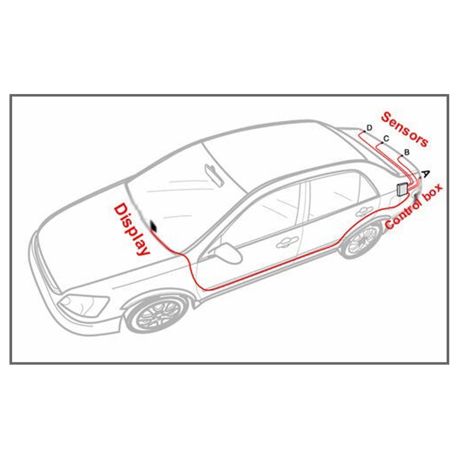 Aramox de Reversa para Coche con 4 Sensores, Rango de 0.3-2.0M (Rojo)
