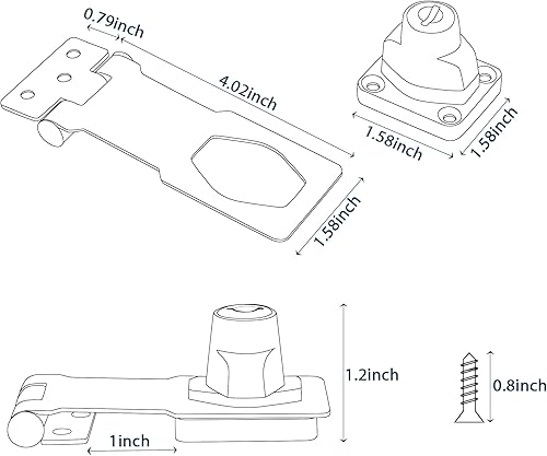 Miniatura 2 de Alise Cerradura de cerrojo, cerradura de bisagra de puerta con llaves, cierre de cierre negro, cerraduras para puertas, pestillos de pecho de 4