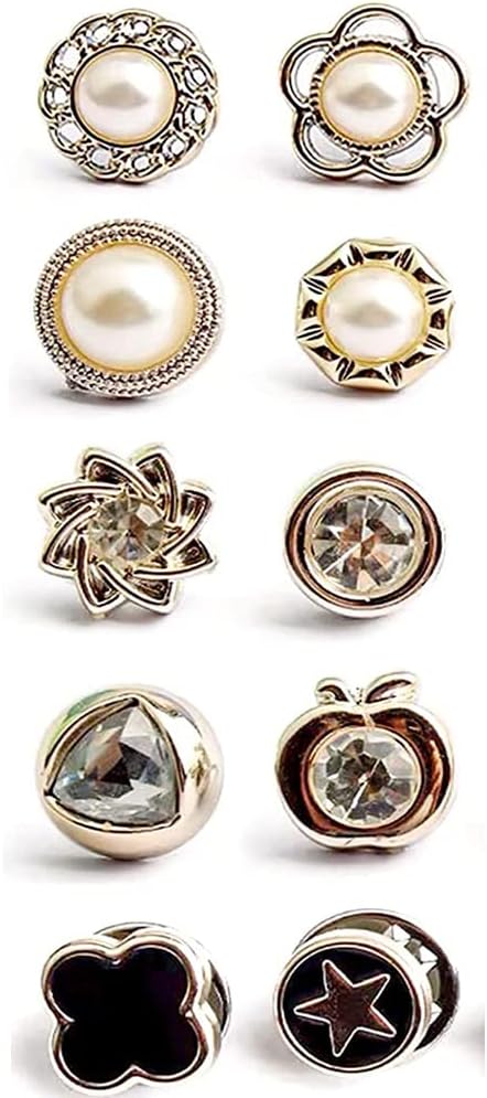 10Pcs Brooch Pin Assorted Instant Buttons Jean Buttons Pins Mini Enamel Pins Shirt Brooch Buttons Small Safety Lapel Pins (Random 10PCS)