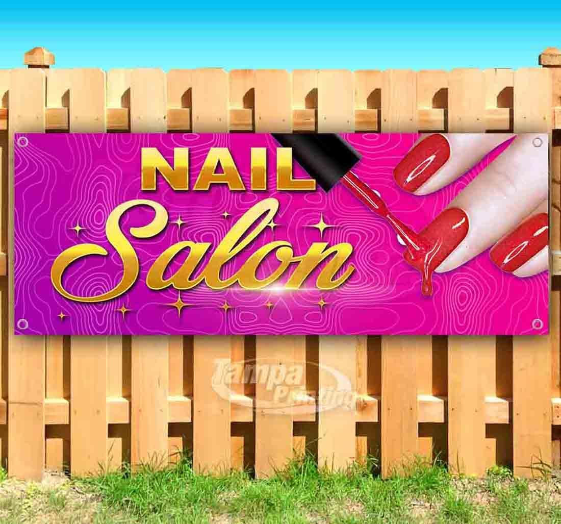 Nail Salon Banner 13 oz | Non-Fabric | Heavy-Duty Vinyl Single-Sided with Metal Grommets