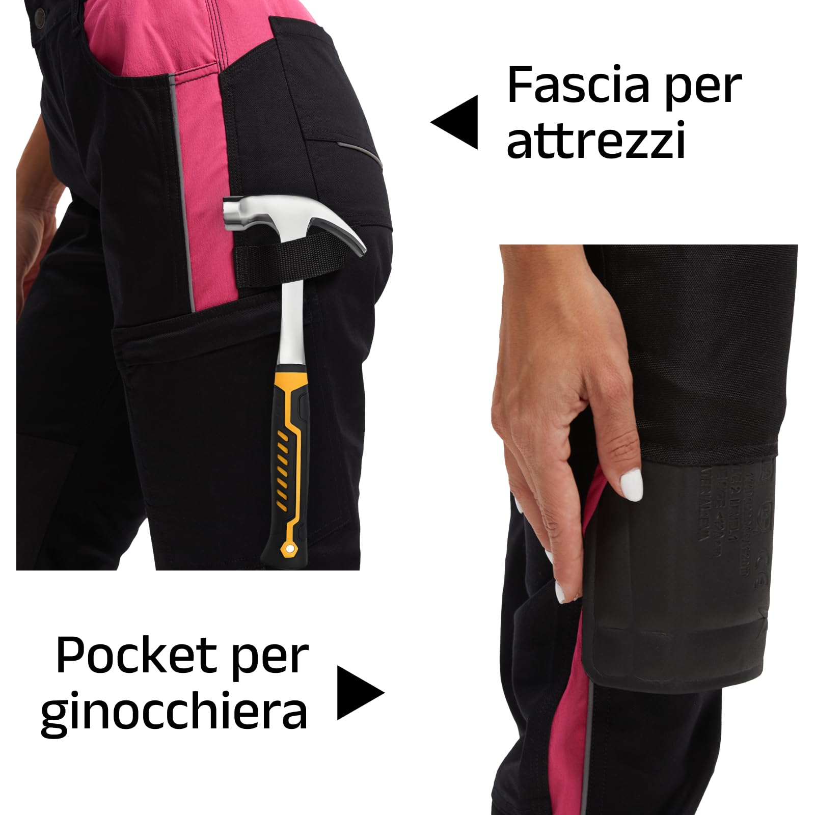 WORK IDEA Pantaloni da lavoro da donna con vestibilità attillata, elastici e leggeri, con diverse tasche funzionali.