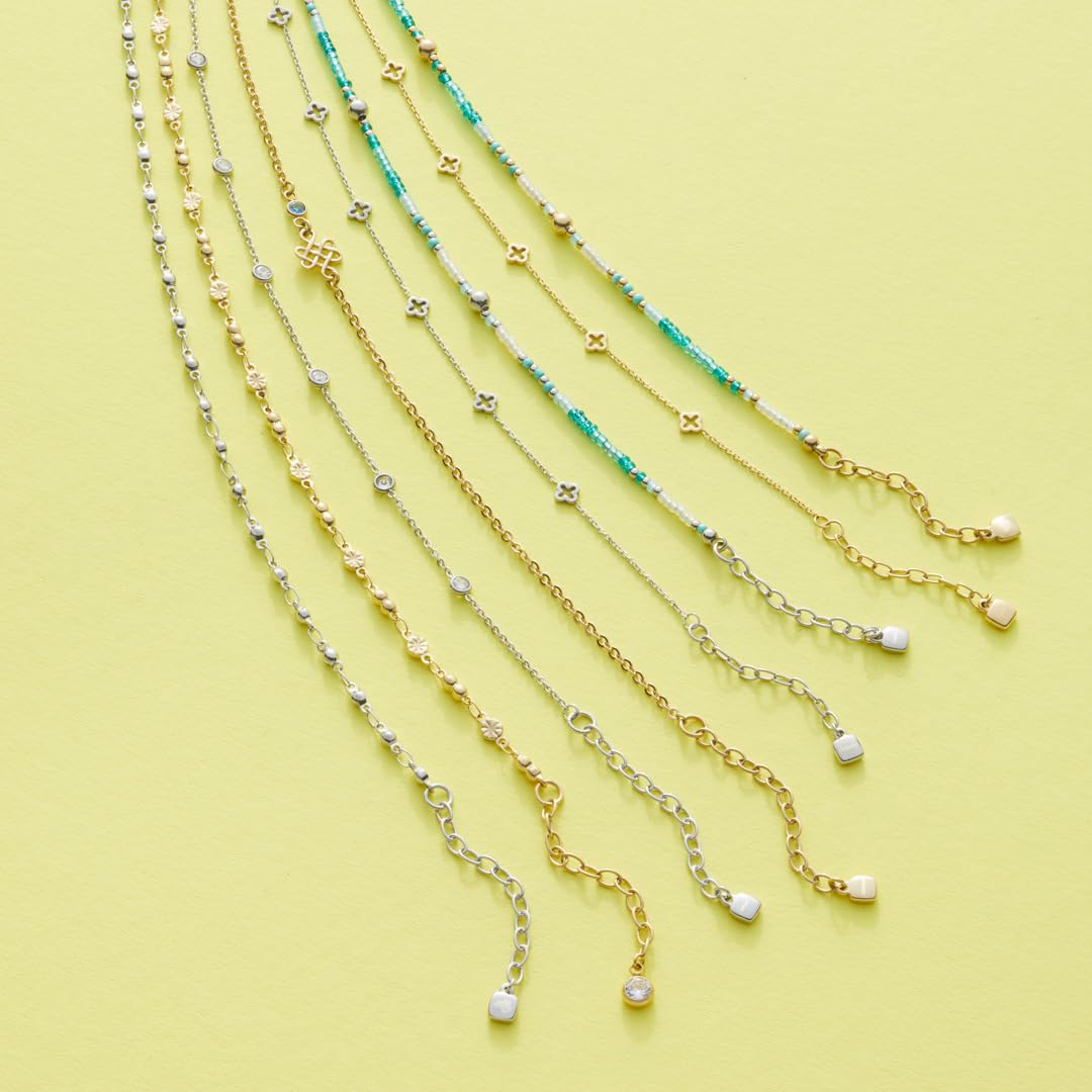 JEWELS BY LEONARDO Chaîne de cheville Ciao Janni • Chaîne de cheville délicate en acier inoxydable doré • Minuscules perles de verre turquoise turquoise • 24-28 cm de longueur • Cadeau pour femme