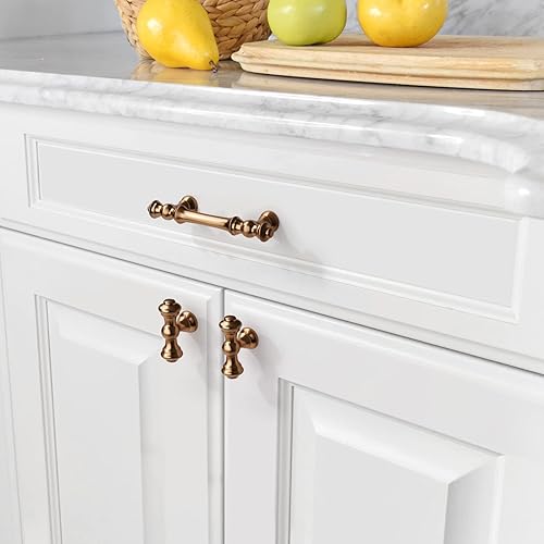 Miniatura 2 de Asidrama Paquete de 1 manijas de gabinete de cocina de bronce champán de 3 pulgadas, tiradores de latón cepillado, accesorios para gabinete de