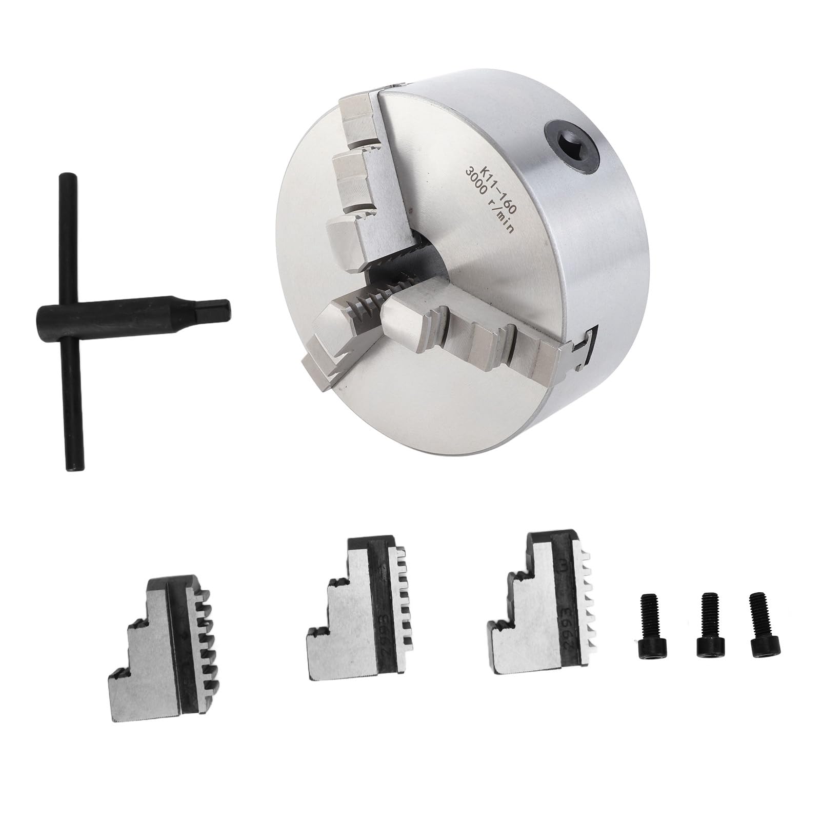 Akozon K11-125 Mandrino Autocentrante a 3 Ganasce con Chiave, per Tornio