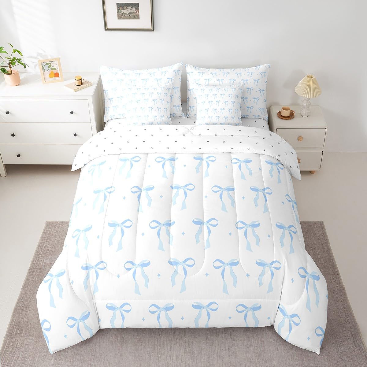 Parure de lit 7 pièces enfants princesse aquarelle avec couette et draps
