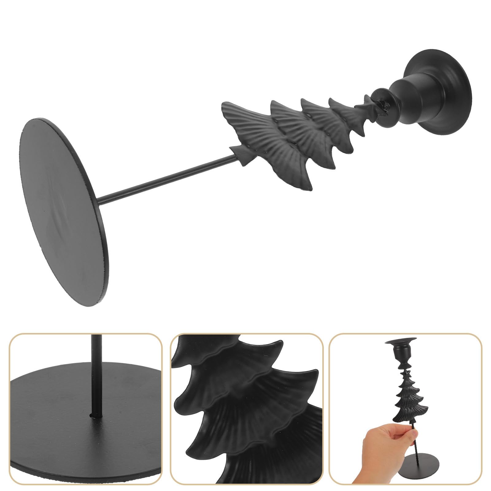 Toyvian 4 Pezzi Portacandele Albero di Natale in Metallo Nero, Rustico | Stabile e Riutilizzabile, Atmosfera Festiva per Feste e Centrotavola Nuziale, Leggero, per Tavolo
