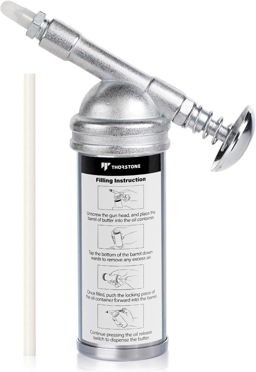 Thorstone 3oz Mini Grease Gun, Push-Type One Hand Design with Needle Nozzle