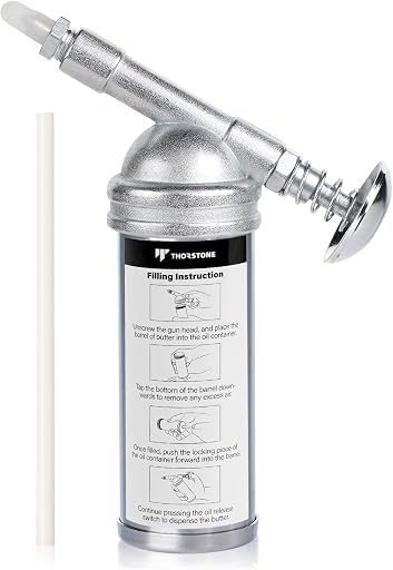 Thorstone Mini Grease Gun, 3oz One Handed Operation Push-Type with Needle Nozzle for Lawn Mower, Air Tool, Bicycle.