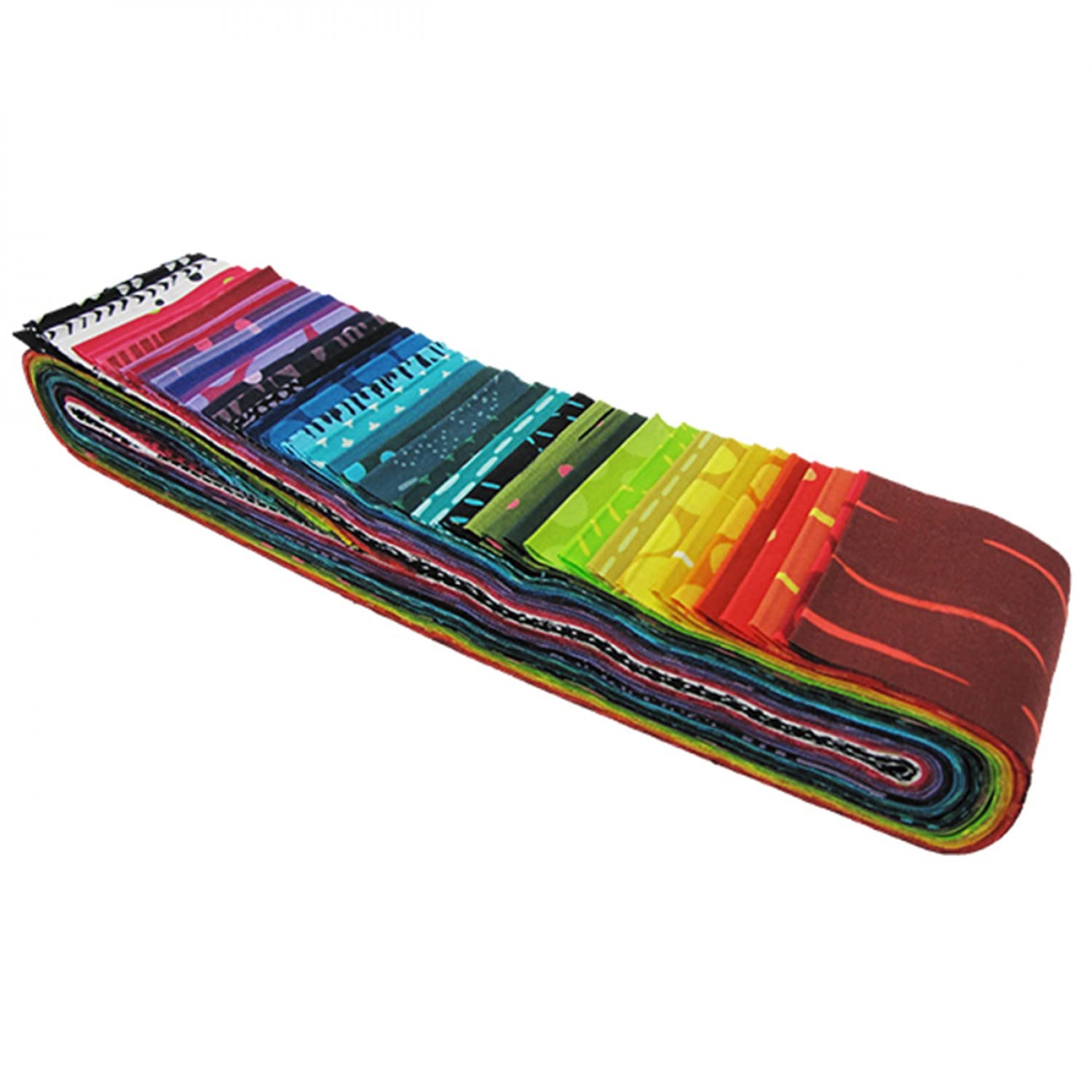 Rainbow Jelly ROLL - Multicoloured Rainbow Bali Batiks - Jelly Roll - HOFFJR01 - by Hoffman - Bundle of 40 Pieces - Each 6 cm x 110 cm (2.5 inches x 44 inches Approx)