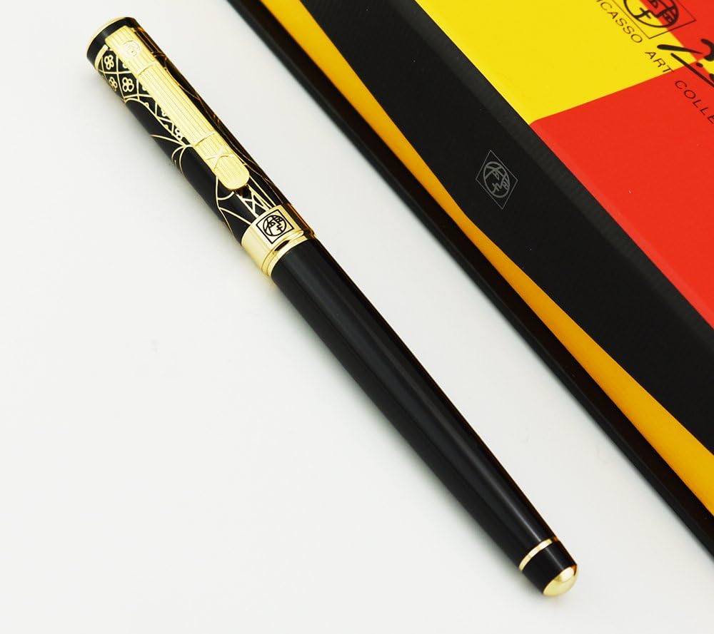 Lanxivi Picasso 902 Gentleman Collection Fountain Pen Medium Nib Point, Awesome Apperance, Black Gold Collection Signature Pen