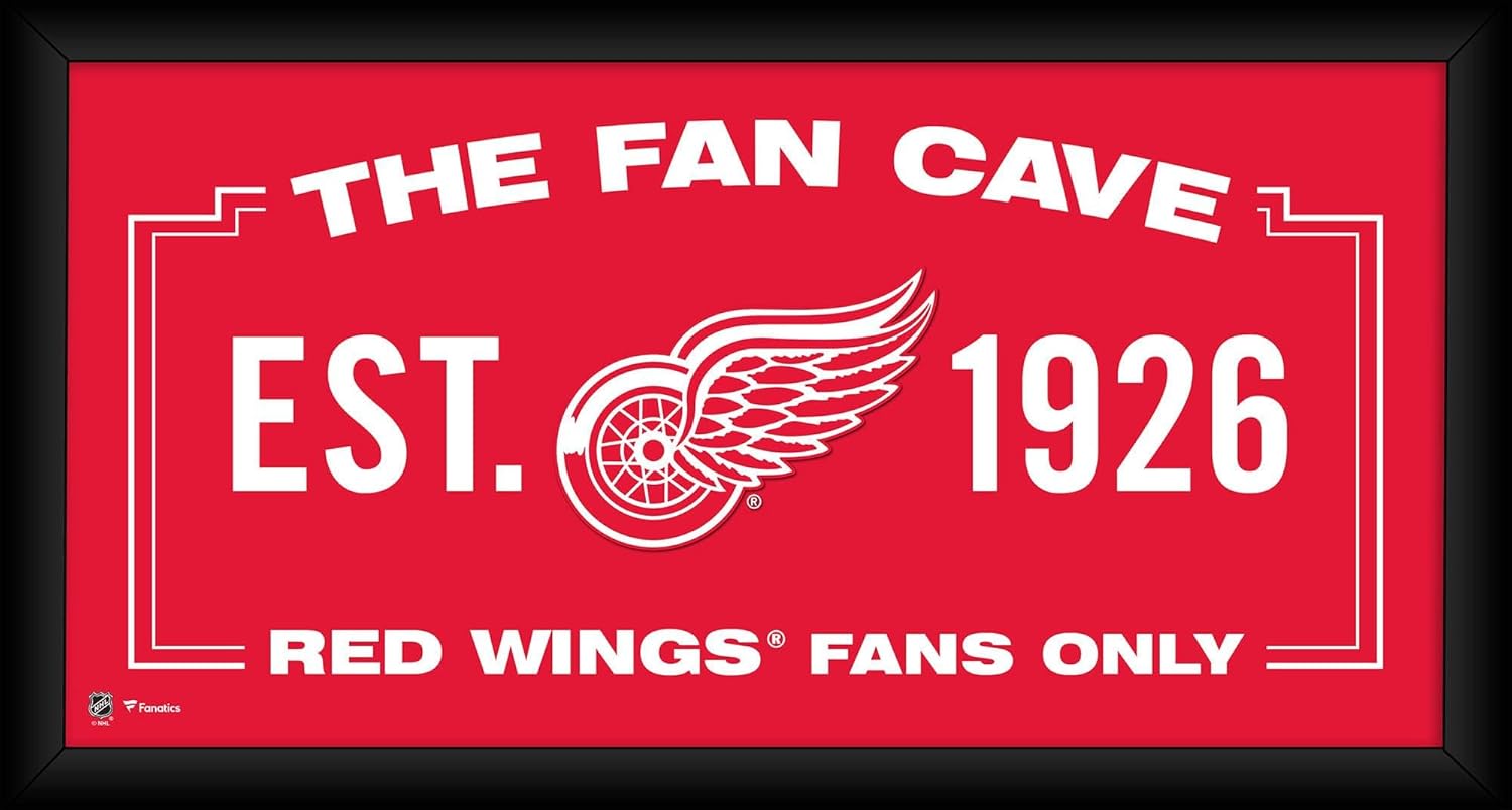 Detroit Wings Framed 10" x 20" Fan Cave Collage - NHL Team Plaques and Collages
