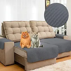 Capa Protetora De Sofá Anti Arranhão Gato Retrátil 2,20 Cinza Escuro