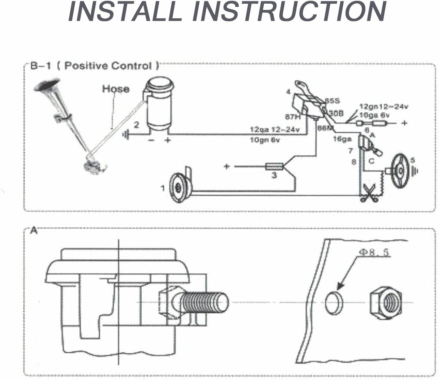 CARMOCAR 12V 150DB Air Horn,Chrome Zinc Single Train Trumpet Truck Air Horn with Compressor for Any 12V Vehicles Trucks Lorrys Trains Boats Cars (Silver)