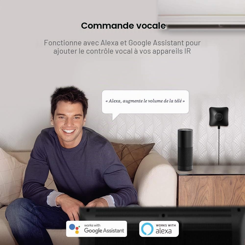 BroadLink RM4 Pro et Ensemble de câbles de capteur, concentrateur Universel de télécommande RF IR avec câble USB de Moniteur d'humidité de la température, Fonctionne avec Alexa, Wi-FI 2.4 GHz