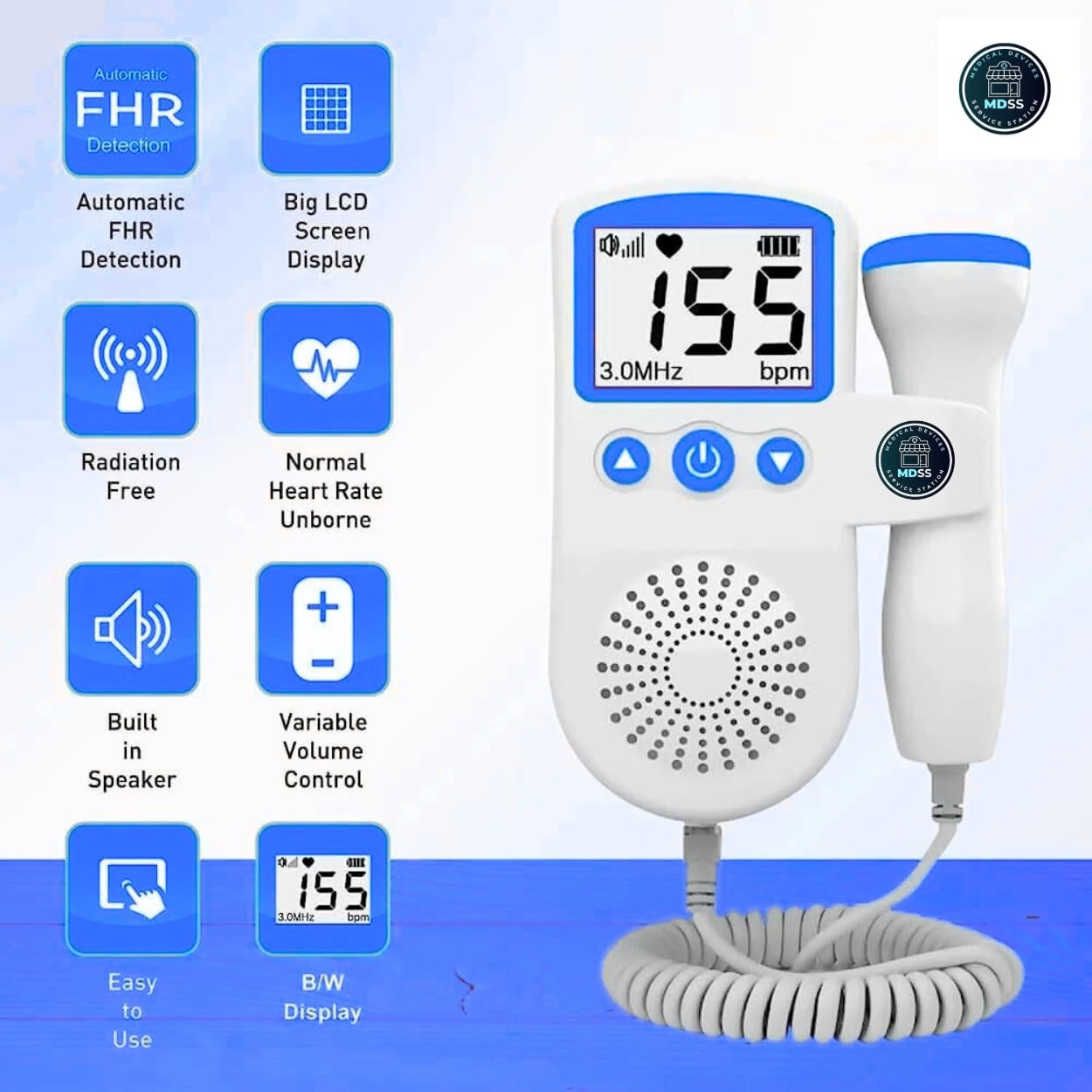 Fetal Doppler for Baby Heartbeat Monitor - MDSS CE Certified - Speaker with LCD display - free 250 ml ultrasound gel - safe and easy to use at home Fetal Doppler for Baby Heartbeat Monitor - MDSS CE Certified - Speaker with LCD display - free 250 ml ultrasound gel - safe and easy to use at home