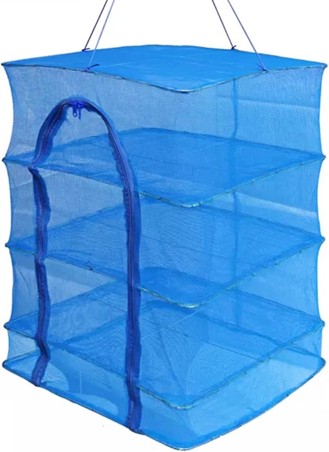 3 Layer Non-Toxic Nylon Netting Foldable Drying Rack for Fish Vegetables Fruit Herb Practical Hanging Net Dry Cage(Size:45x45x65cm,Color:Blue)