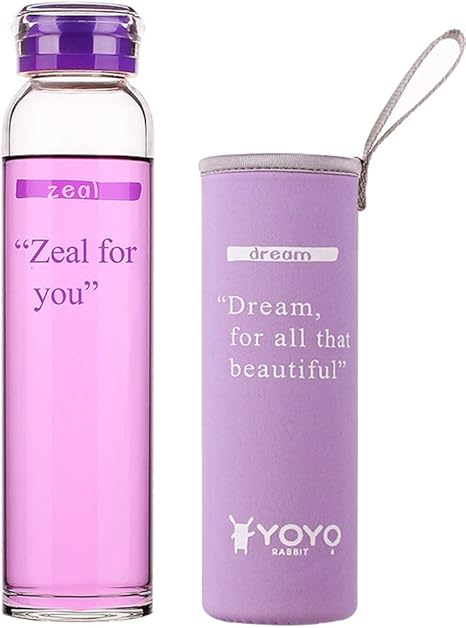 Amazon クリエイティブ 可愛い 透明 水筒 マグボトル ガラス製 ホウケイ酸ガラス 水筒 カバー付き 水筒 マグボトル用アクセサリー オンライン通販