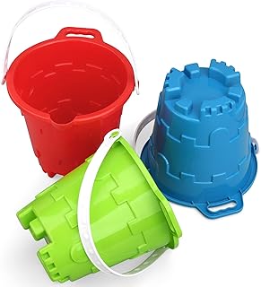 Beach Sand Toy Bucket Gear For Kids Adult, 7" Plastic Beach Castle Mold Buckets,