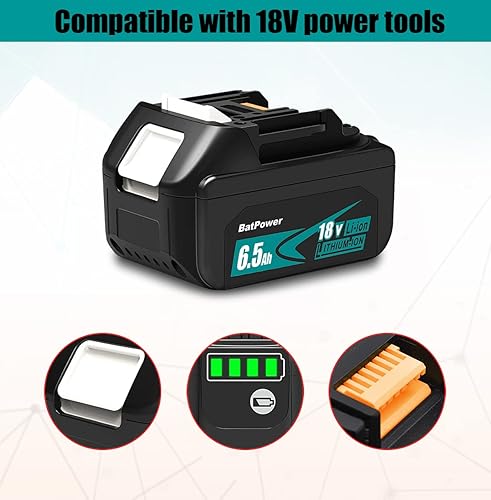 Miniatura 5 de BatPower BL1840B 6.5Ah 18V Batería de repuesto para Makita 18V 4.0Ah Batería 72Wh BL1840 BL1840B 3.0Ah 54Wh BL1830B BL1830B BL1830 Compatible con