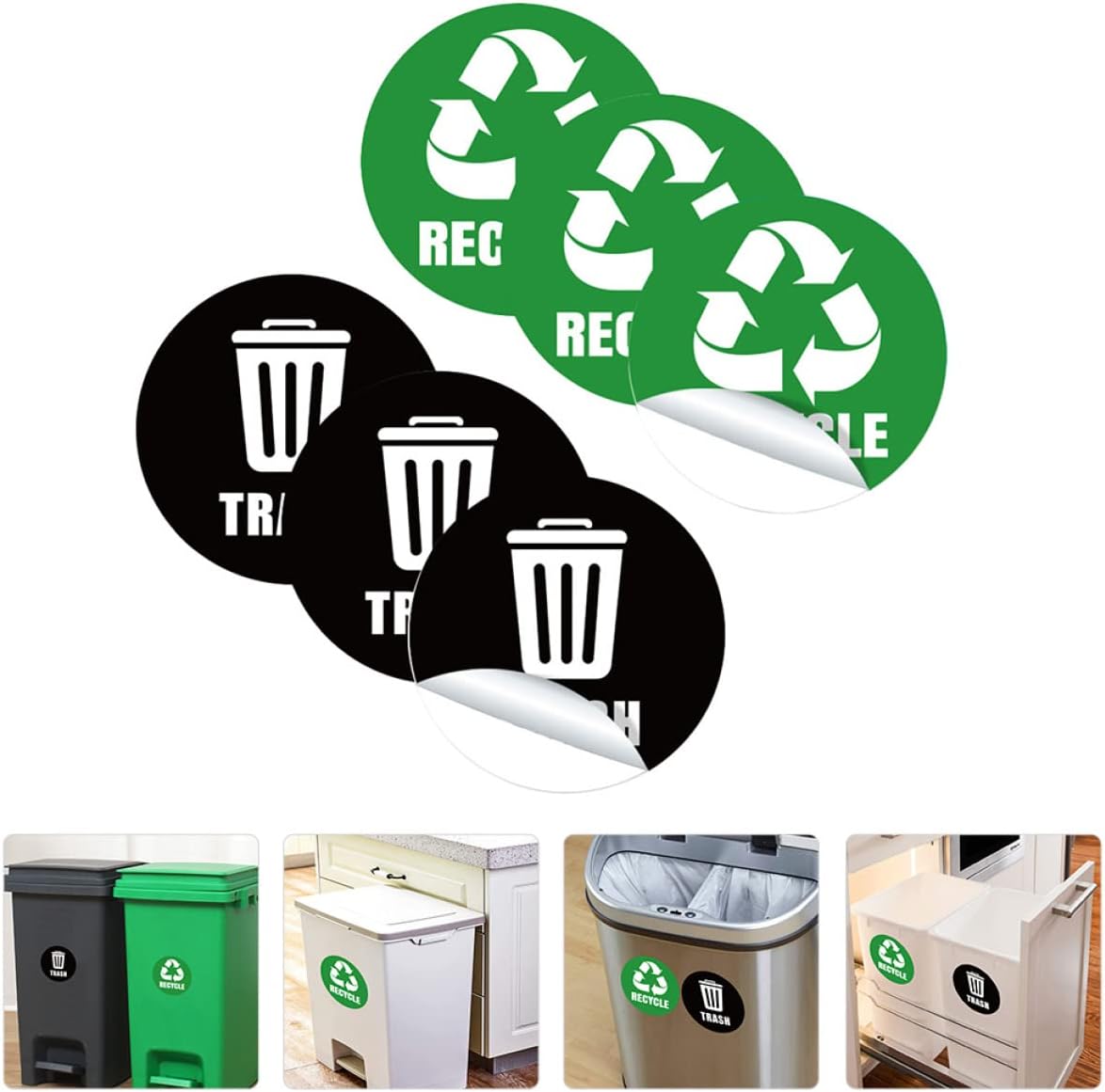 SHINEOFI Adhesive Garbage Sorting Stickers Eco-Friendly Waste Classification Labels for Bins Trash Cans and Containers Easy to Install and Versatile for Home Organization
