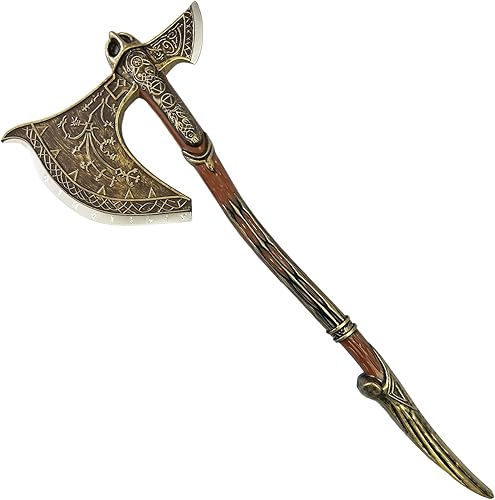 Miniatura 3 de LALAPORT Espada de hacha de espuma vikingo de fantasía de 36.5 pulgadas totalmente mejorada para videojuegos, disfraz de cosplay, colección, regalo.