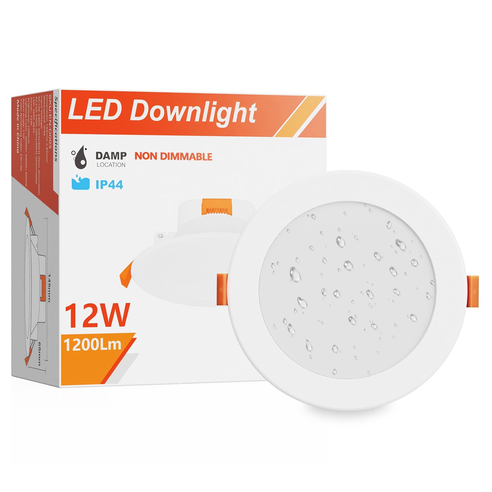 ENUOTEK Lampe Plafond Spot Encastrable Sol LED Plafonnier Extra Plat Blanc 12W 1100Lm IP44 CCT Ajustable pour Salle de Bain Cuisine Diamètre du Trou 110-135MM Lot de 1 de