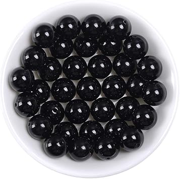 4mm Natural Black Chalcedony Gemstone Round Loose Beads Crystal Stone Bracelet Necklace Accessories Crafts for Jewelry Making DIY,1 Strand 15"