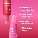e.l.f. Duo de baumes à lèvres Squeeze Me More, Baume hydratant pour une teinte légère de couleur, Fabriqué avec de l'acide hyaluronique, Végane et sans cruauté, Cerise et Bubblegum