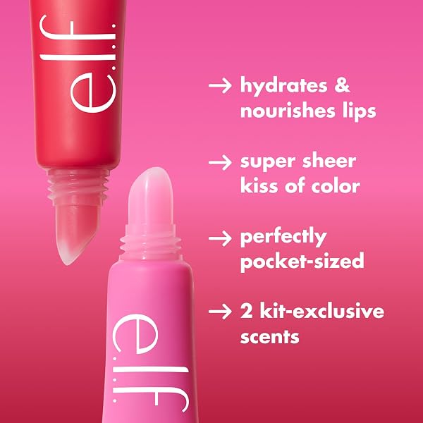 e.l.f. Squeeze Me More Lip Balm Duo, Moisturizing Balm For A Sheer Tint Of Color, Made With Hyaluronic Acid, Vegan & Cruelty-Free, Cherry & Bubblegum - 5