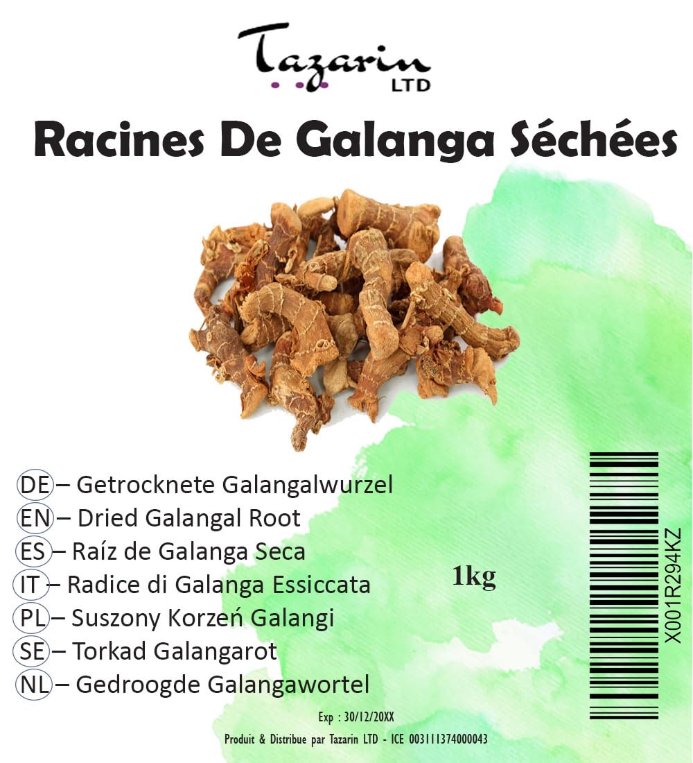 1kg Galangal Root Spice Dried Organic - Galgantwurzel, Galangal Hildegard Von Bingen – alpinia officinarum |100% Natürlich, Rein und Ohne Zusatzstoffe | TazarinLtd