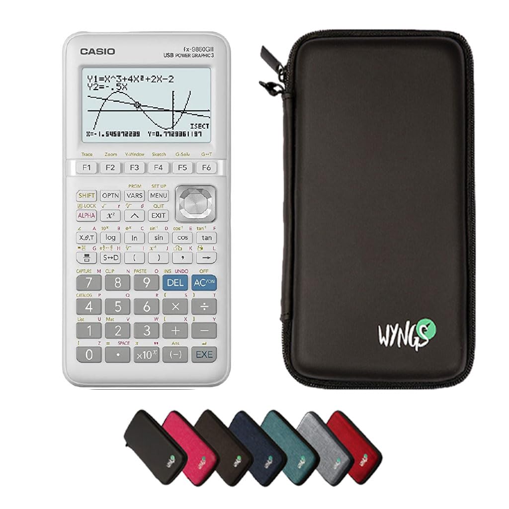 Casio fx-9860GIII con Custodia Protettiva WYNGS inclusa Nero - Calcolatrice Grafica - Pacchetto Base
