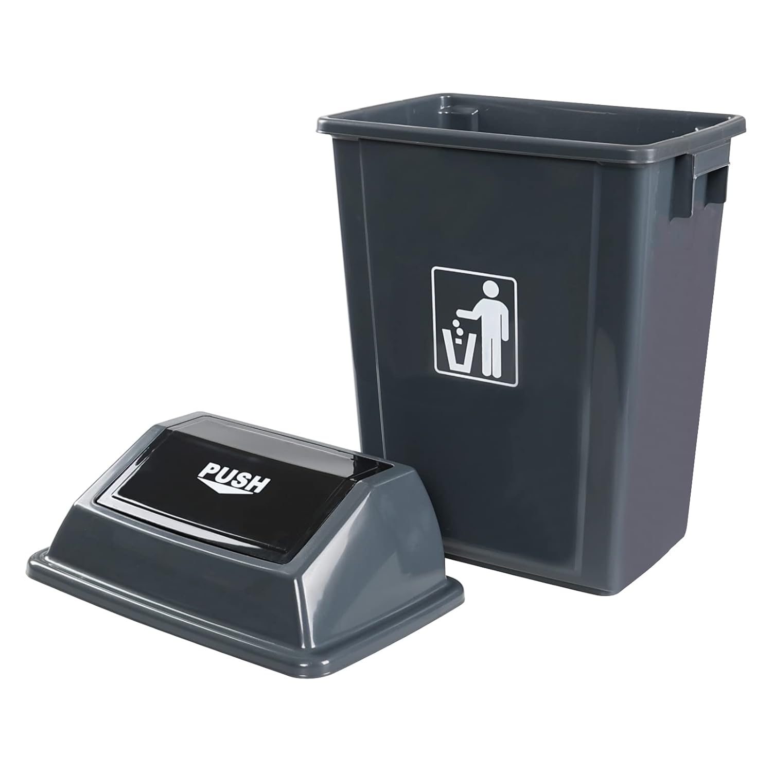 Kekow 4-Pack Plastic Garbage Can with Lid, GraySwing Top Trash Can, 13 Gallon