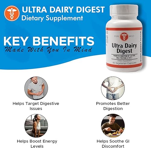 Miniatura 7 de Holistic Health Suplemento de enzima lactasa Ultra Dairy Digest, suplementos de enzimas digestivas para apoyo digestivo, se dirige a las molestias