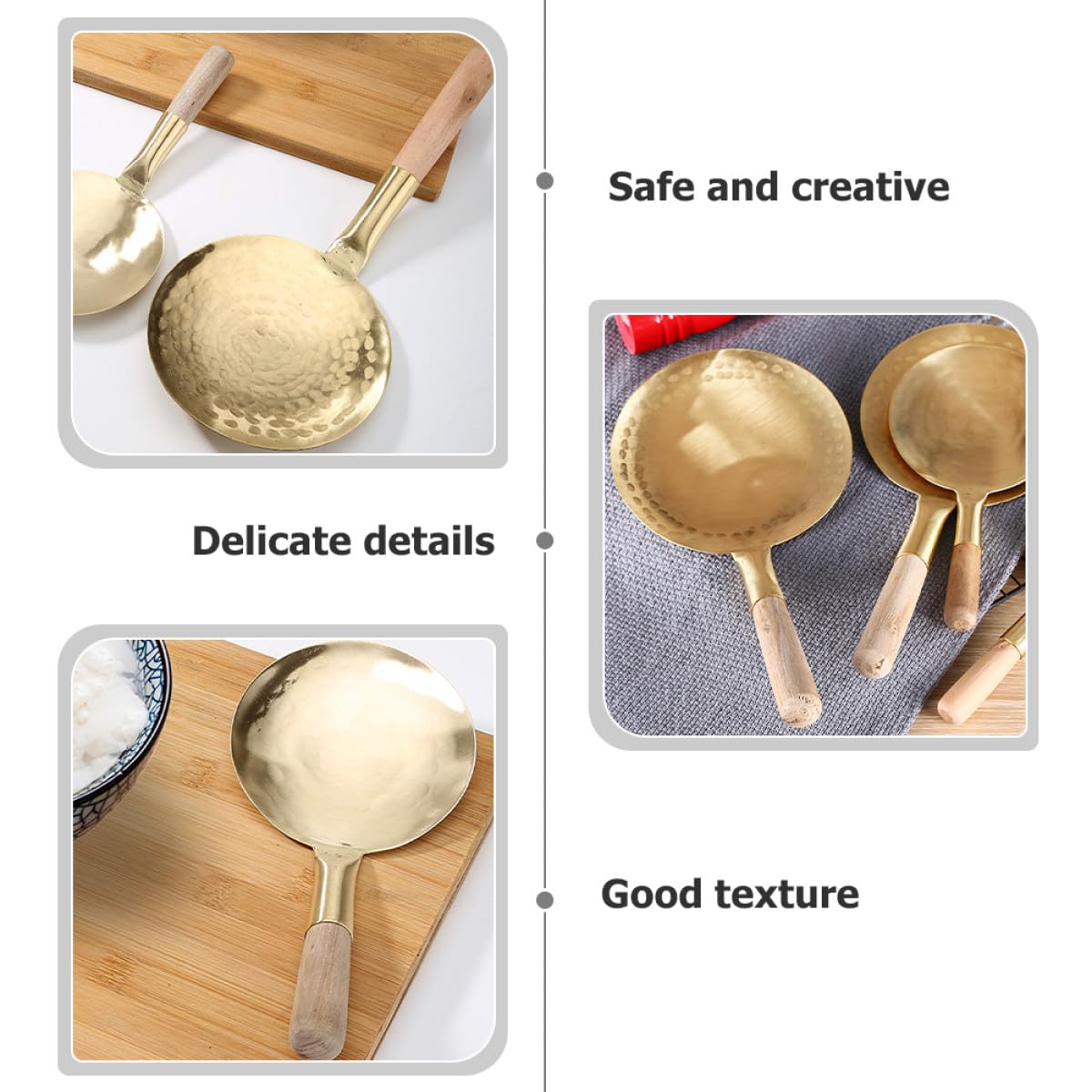 Cucchiaio da Cucina in Rame da 12 Cm per Servire Tofu, Mestolo Portatile Ergonomico per Uso Domestico e Ristoranti, Palette da Cucina Multiuso per Minestra e Riso