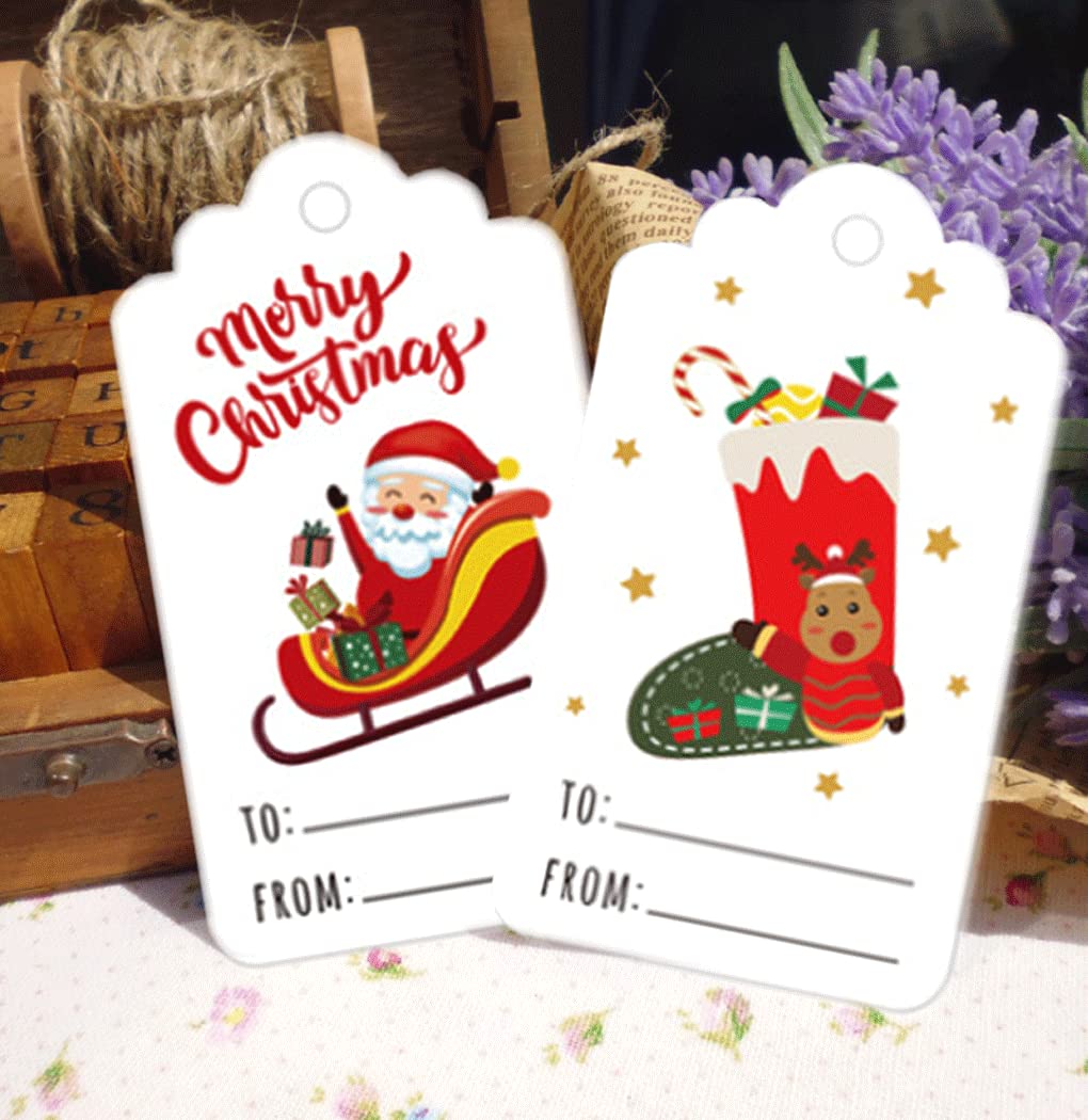 TECHZOCO 100 Etichette Regalo In Carta Kraft Vintage Con Corda Di Iuta - 9x4 Cm, 300g/m², Rettangolari Con Angoli Arrotondati - Per Natale, Matrimoni, Fai Da Te