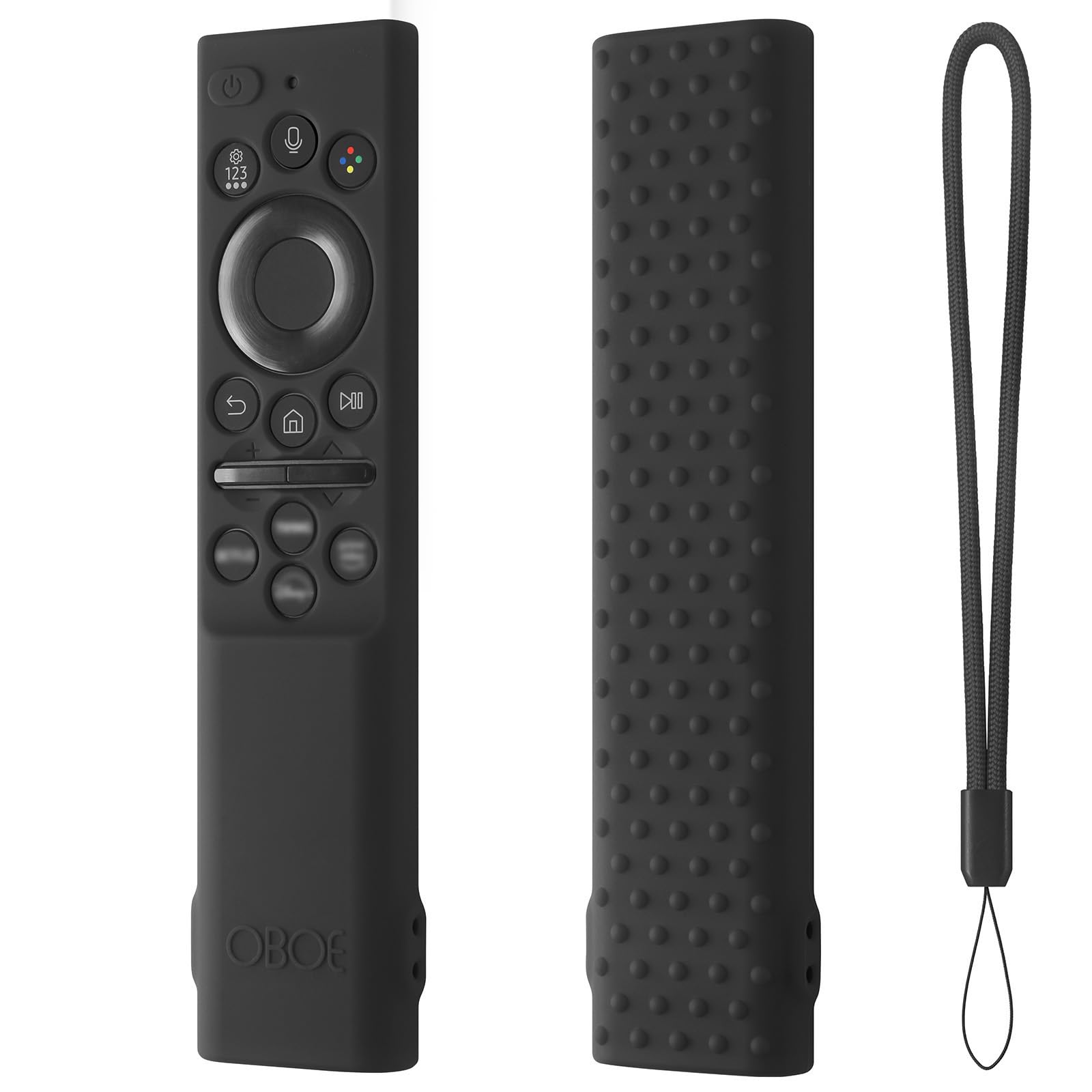 Oboe Silicone Tv Remote Cover Compatible with Samsung Smart Tv Remote 2026 Model BN59-01498A Open Key Case with Lanyard (Black) [REMOT E NOT Included]-image-7