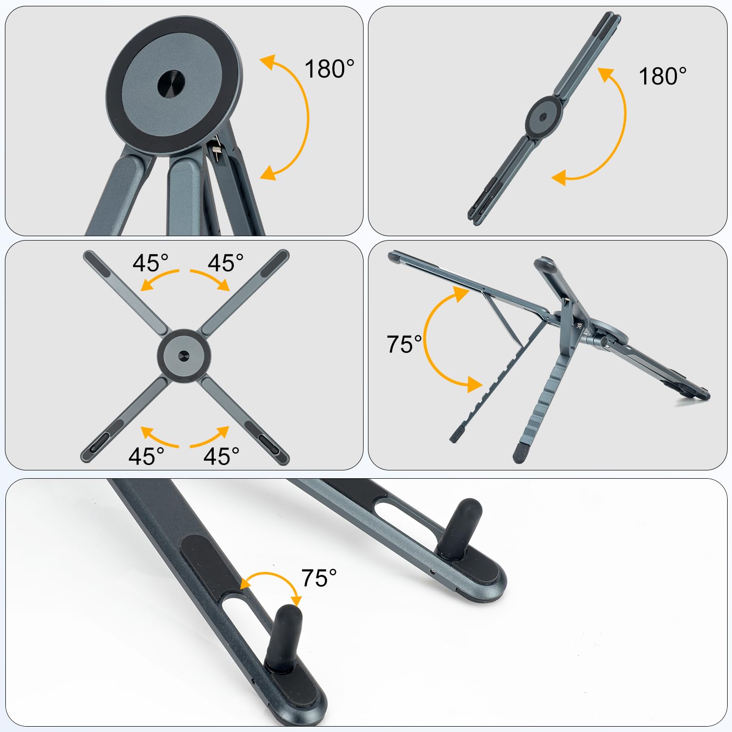 koolehaoda Soporte para Tableta y portátil de Aleación de Aluminio, 8 Ángulos Adjustable Múltiples Ángulos Soporte Portátil Plegable,Compatible con Portátiles, Tableta, Teléfono para MagSafe