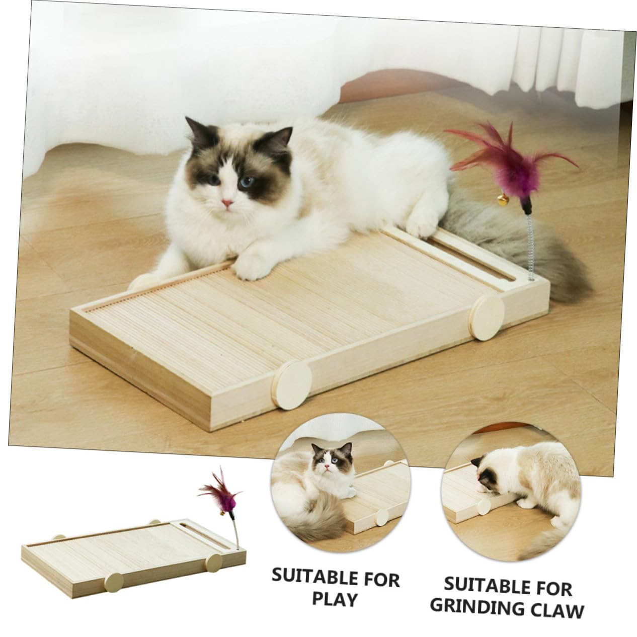 Tiragraffi in Legno per Gatti Resistente e Multifunzionale, Protegge Divani e Mantiene Attivi i Gatti, Accessorio per Giochi Stimolanti in Articoli per Animali Domestici