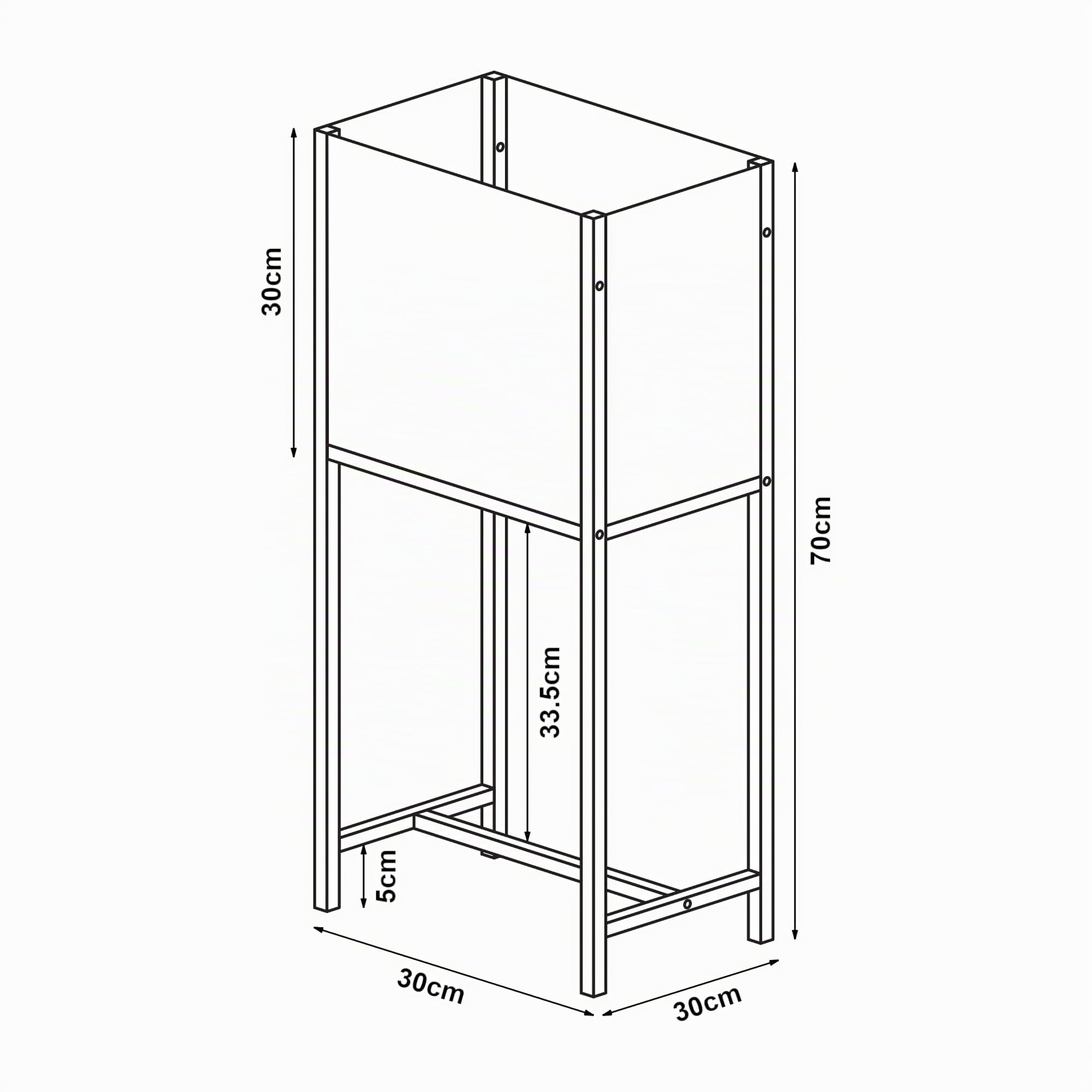 [en.casa] Mesa de Cultivo Rectangular Soporte para Plantas Huerto Urbano Soporte para Plantas para Sala Despacho Jardinera Metal 70 x 30 x 30 cm - Negro