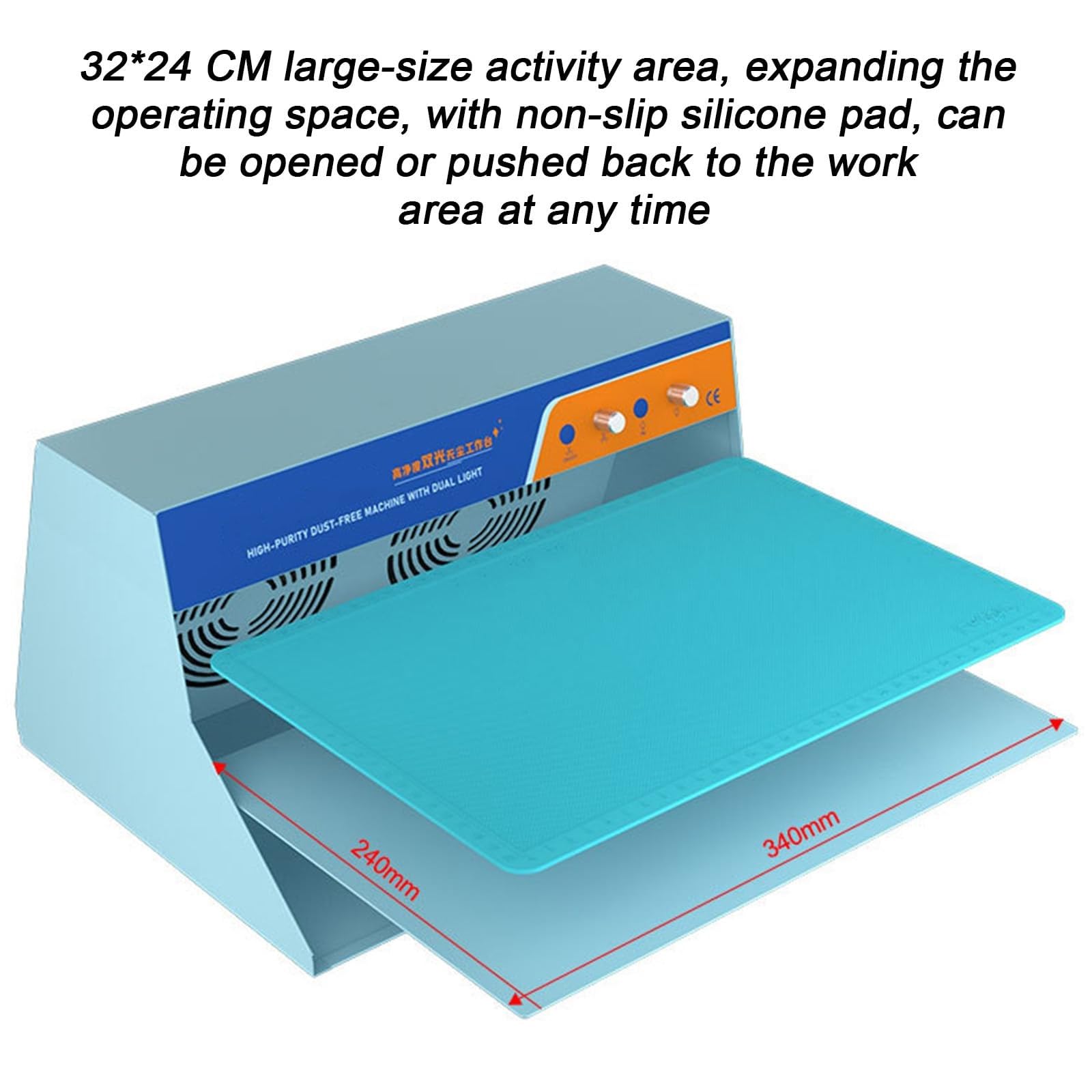 Laminar Flow Hood Clean Bench für die Reparatur von Mobiltelefonen – staubfreier Arbeitsplatz mit doppeltem Ventilator, Arbeitsbereich 34 x 23 cm
