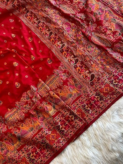 Image of SWORNOF Women's kanjivaram banarasi silk saree Zari Woven for festival Wedding silk with rich pallu Design sarees for women with Unstitched blouse piece