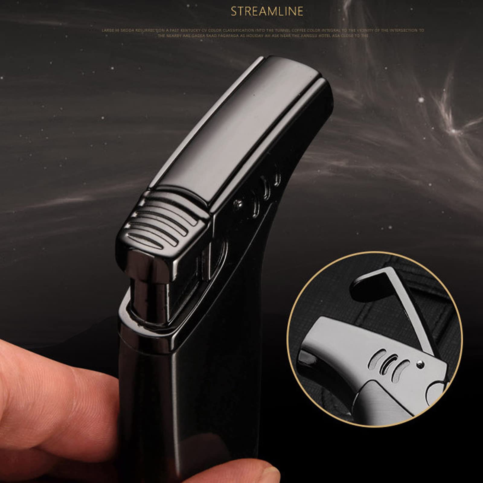 Encendedor Inflable de Metal con Codo, Encendedor de cigarros con Tanque de Gas Visible, a Prueba de Viento, Encendedor de butano con Llama de Chorro Azul, Accesorios para Fumar,Gray