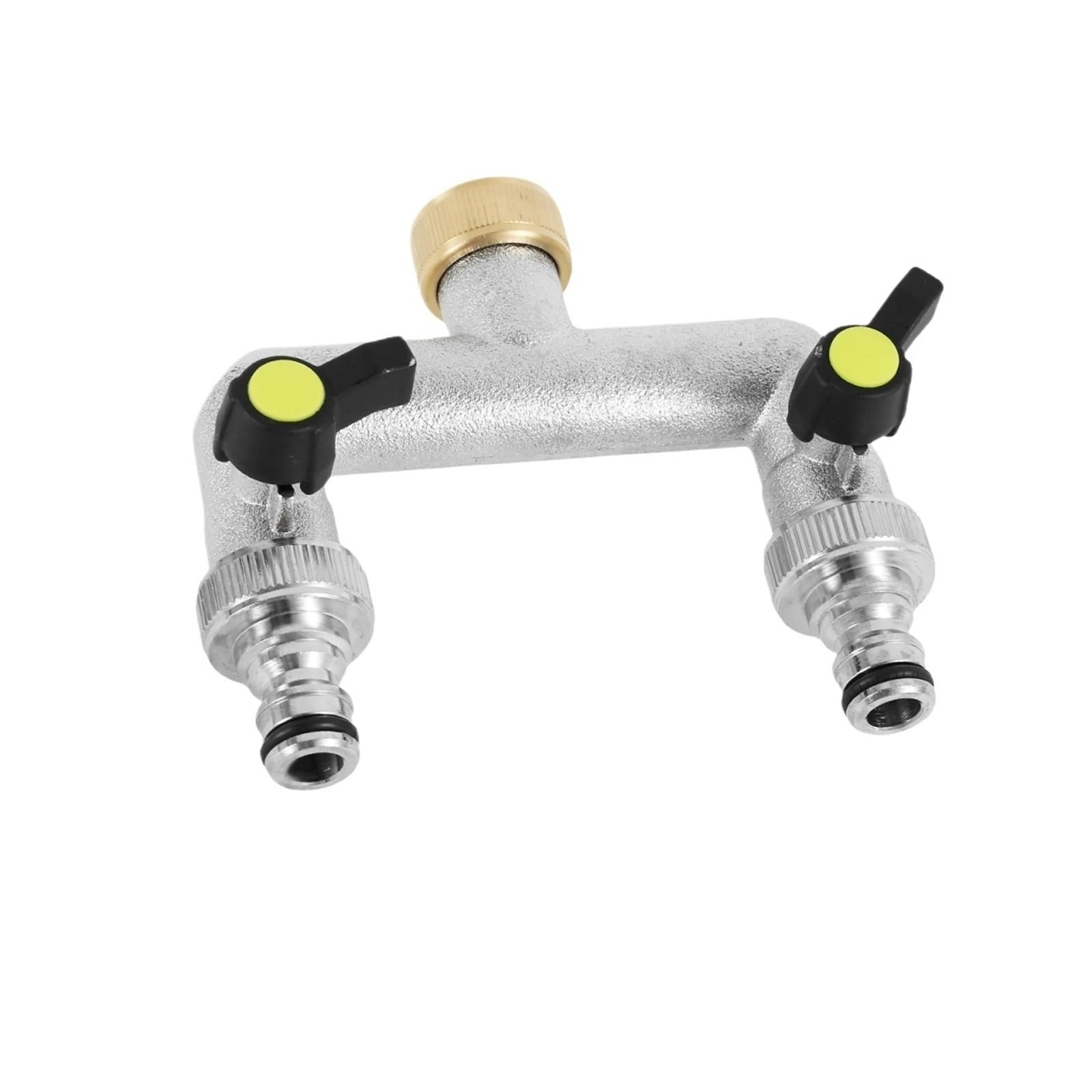 Evwgnpqrv Silver 2 Way Faucet Hose Splitter, Hose Splitter 3/4 Inch 2/3 Way Zinc Alloy Silver Faucet Water Outdoor(Silver 2 Way)