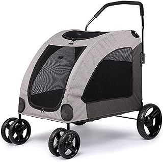 Carrinhos de cachorro para cães de grande porte Carrinho de estimação para animais de estimação Carrinho de passeio para cães/gatos/animais de estimação premium Carrinho de transporte para cães Carrinhos de bebê com rodas grandes (cinza claro)