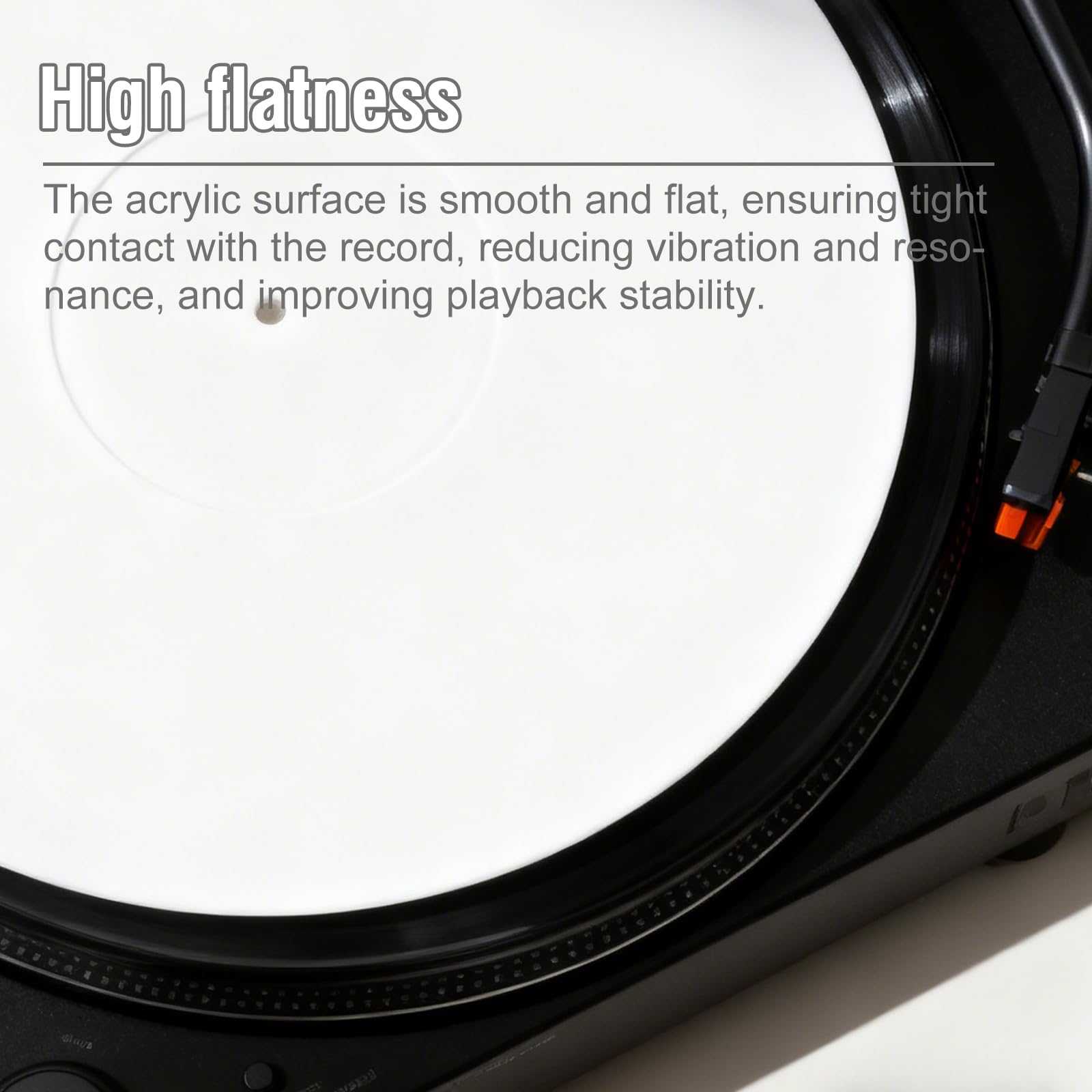 Tocadiscos acrílico blanco Slipmat: 3 mm disco de apoyo, 12" estera de vinilo antiestático, tocadiscos Slipmat, mejora el sonido durante la reproducción de discos, reduce el ruido fonógrafo